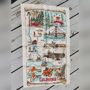Kay Dee Designs 1990s Vintage California Souvenir Linen Tea Towel.